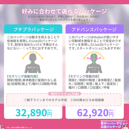 【Live2Dモデル作成】選べる！夏のVtuberデビュー応援パッケージ